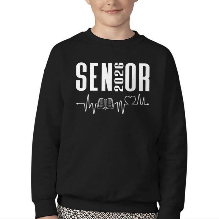 Class Of 2026 Senior Reading Themed Book Heartbeat Youth Crewneck Sweatshirt