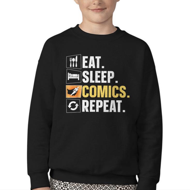 Comic Book Comic Stuff & Accessories -Adult Small Modern Letter Print Crew Collar Short Sleeve T-Shirt Youth Crewneck Sweatshirt
