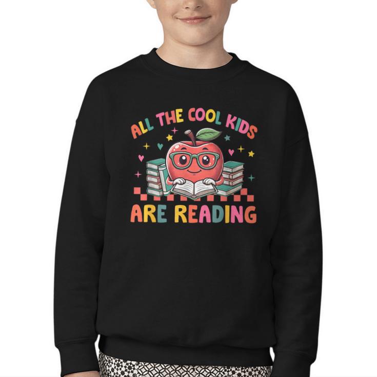 All The-Cool Kids Are Reading Book Lover Librarian Bookworm Youth Crewneck Sweatshirt