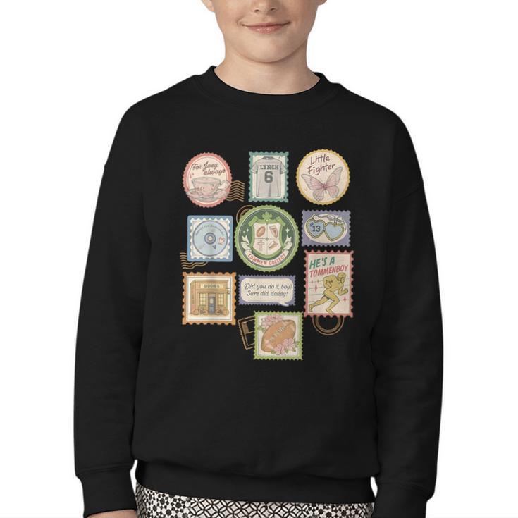 Coquette Boys Of Tommen Books Stamp Tommen College Tees Youth Crewneck Sweatshirt