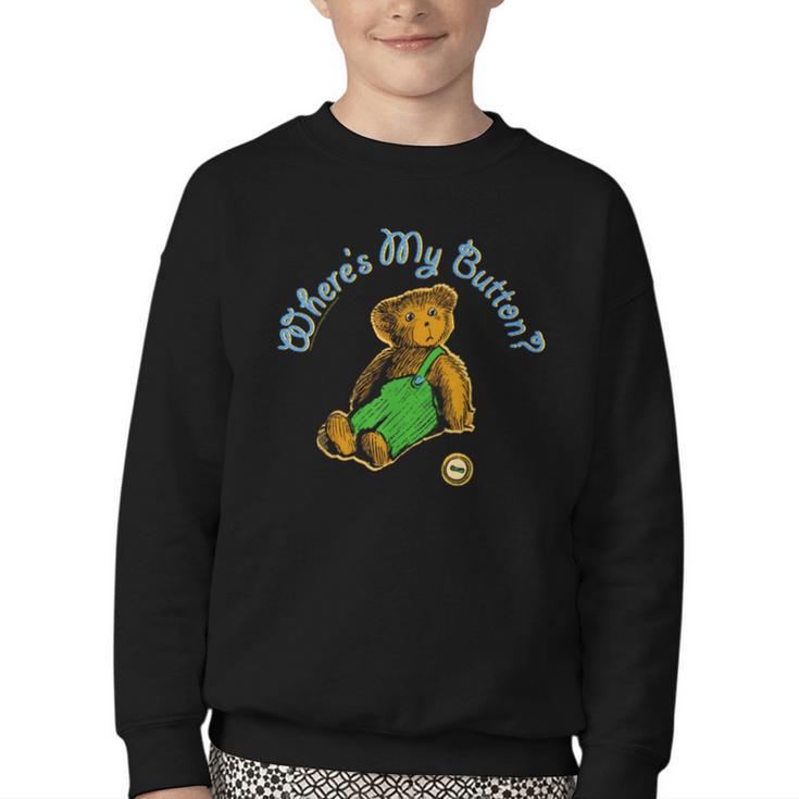 Corduroy Where's My Button Teddy Bear Retro Children's Book Youth Crewneck Sweatshirt