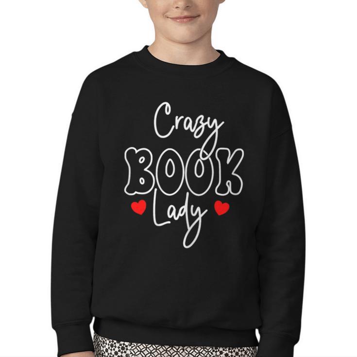 Crazy Book Lady Youth Crewneck Sweatshirt