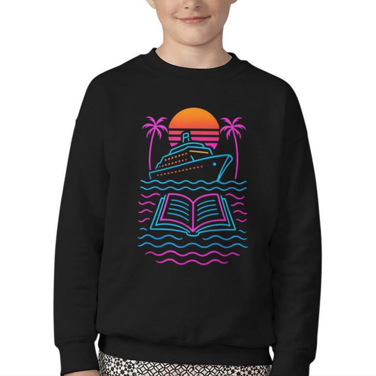 Cruise Ship Vacations Reading Book Lovers Sunset Youth Crewneck Sweatshirt