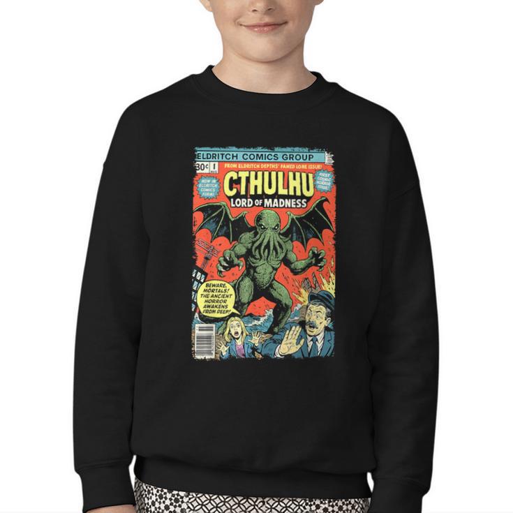 Cthulhu Lord Of Madness Vintage Comic Book Cover Youth Crewneck Sweatshirt