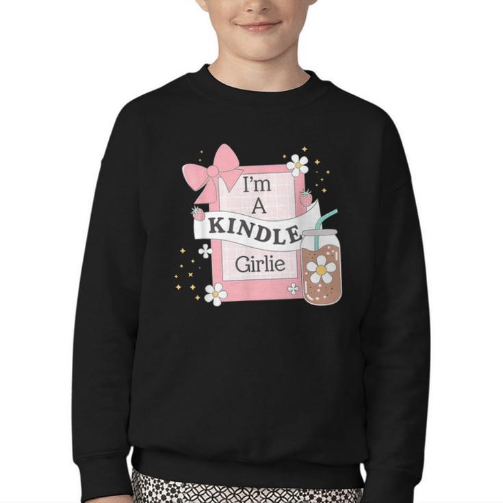 Cute Bookish Kindle Girlie Nerdy Read Book Lover Girl Women Youth Crewneck Sweatshirt