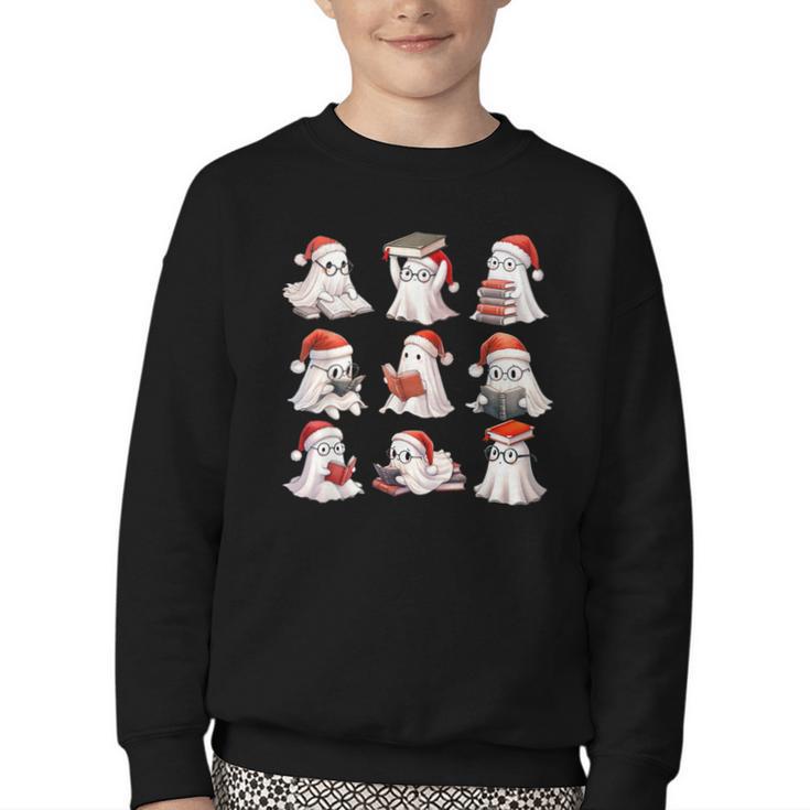 Cute Read More Booooooks Ghost Read More Books Christmas Youth Crewneck Sweatshirt
