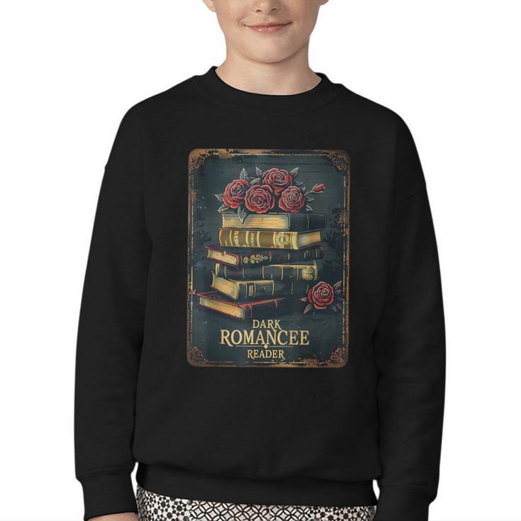 Dark Romance Reader Vintage Floral Book Lover Youth Crewneck Sweatshirt