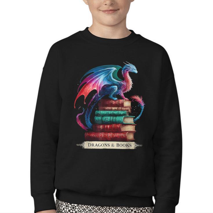 Dragons And Books Dragonworm Book Lover Reading Youth Crewneck Sweatshirt