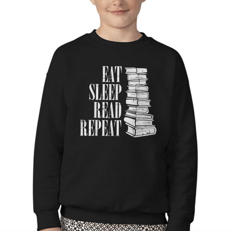 Eat Sleep Read Repeat Reading Book Librarian Men Women Kids Youth Crewneck Sweatshirt