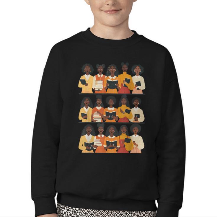 Educated Afro Women Girl Reading Book Future HBCU Grad Youth Crewneck Sweatshirt