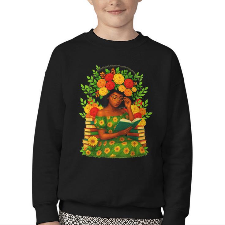 Educated Women Girls Reading Book Black History Month Youth Crewneck Sweatshirt