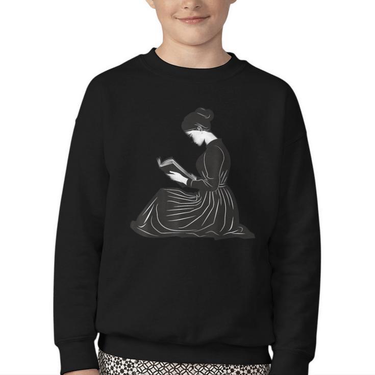 Emily Dickinson Reading A Book Youth Crewneck Sweatshirt
