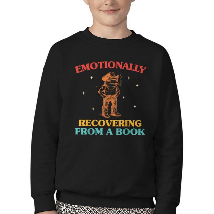 Emotionally Recovering From A Book Frog Youth Crewneck Sweatshirt
