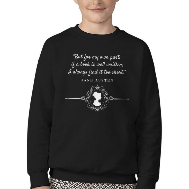 -Expectations Literary Book Club-J Jane Austen Poet Writer Mr Darcy Romantic Quote Youth Crewneck Sweatshirt