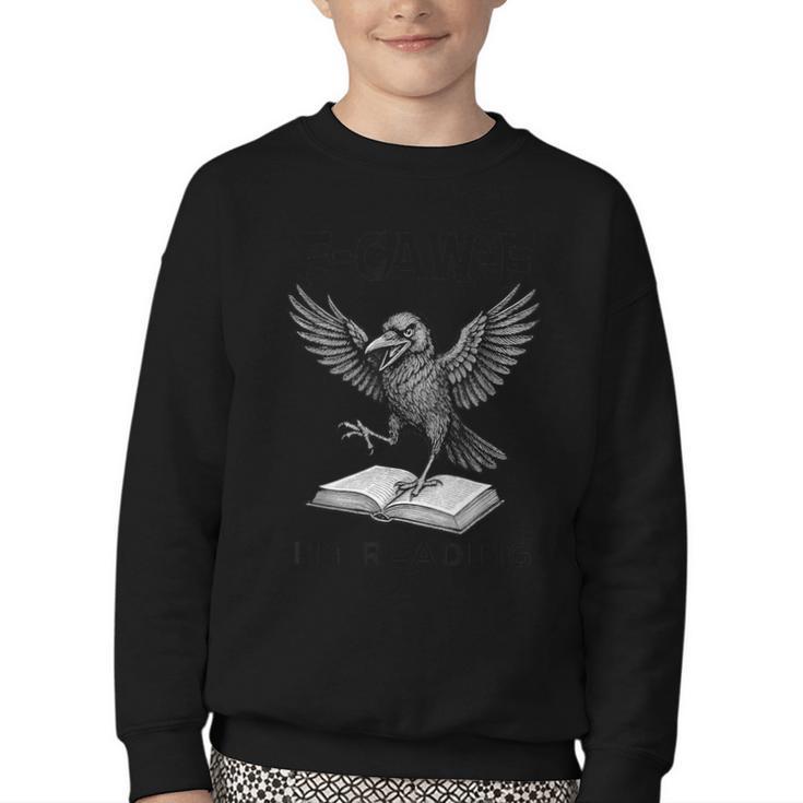 F-Caw-F Crow Book Lovers Vintage Bookish Bird Youth Crewneck Sweatshirt