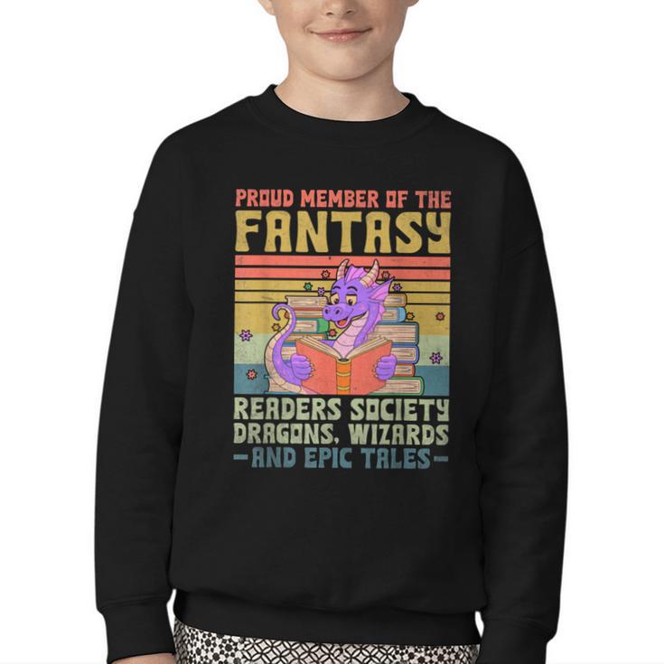 Fantasy Reader Society Reading Book Retro Bookworm Reader Youth Crewneck Sweatshirt