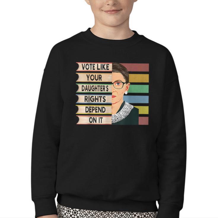 Feminist Ruth Bader Ginsburg RBG Quote Girl With Book Women Youth Crewneck Sweatshirt
