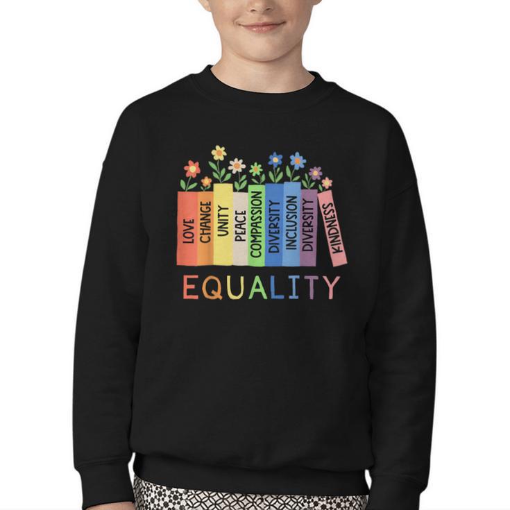 Floral Book Equality Human Rights Social Justice Peace Love Youth Crewneck Sweatshirt