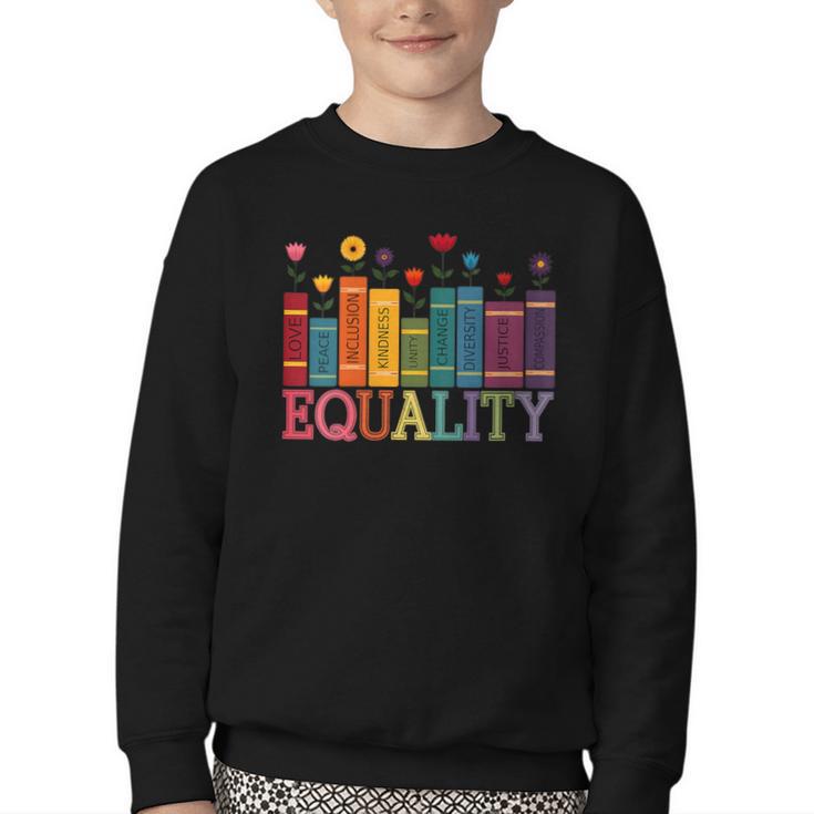 Floral Flower Book Equality Human Rights Women's Rights Youth Crewneck Sweatshirt