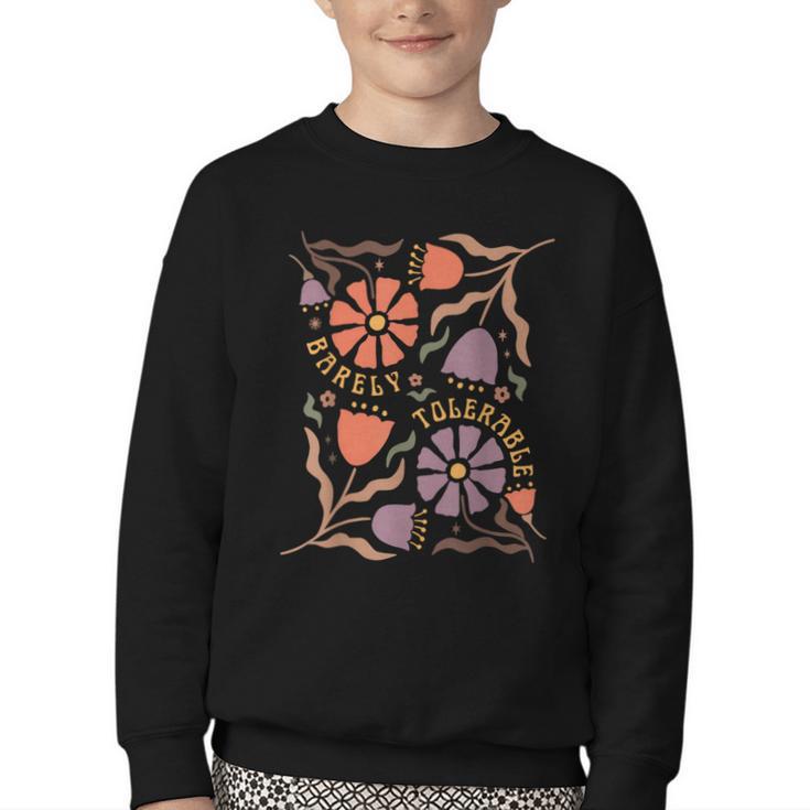 Floral Pride & Prejudice Barely Tolerable Book Lover Bookish Youth Crewneck Sweatshirt