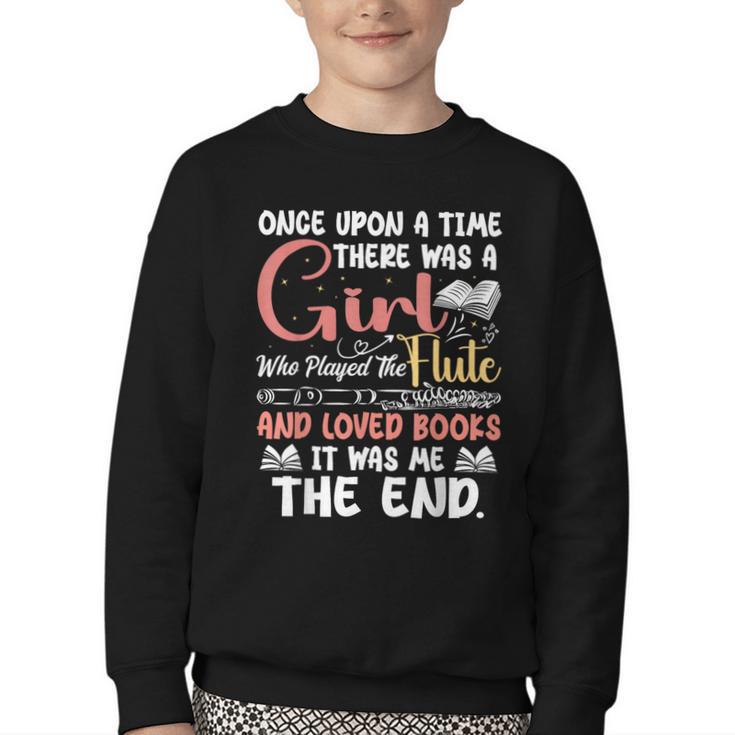 Flute Player Book Lover Flutist Marching Band Musician Flute Youth Crewneck Sweatshirt