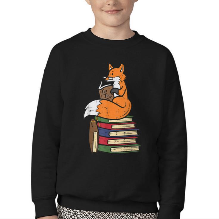 Fox Books Read Reading Librarian America Men Women Kids Youth Crewneck Sweatshirt