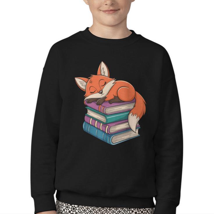 Fox Reading Book Pajama Sleep Youth Crewneck Sweatshirt