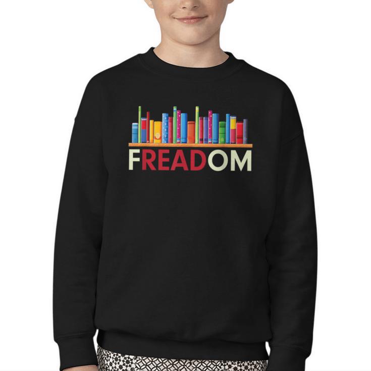 Freadom Anti-Banned Books – Read Banned Books Library Youth Crewneck Sweatshirt