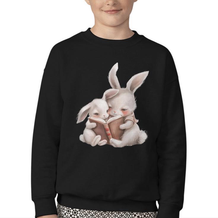 Funny Book Reading Quote For Women And Girls Rabbits Youth Crewneck Sweatshirt