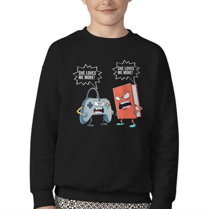 Gamer Book Lover Girl Women Bookworm Video Gaming Daughter Youth Crewneck Sweatshirt