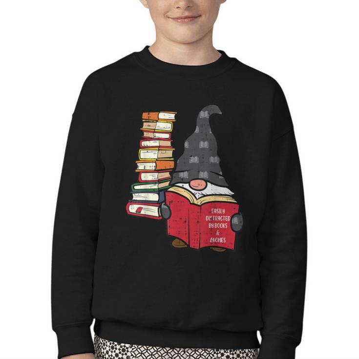 Gnome Read Reading Book Librarian Across America Women Kids Youth Crewneck Sweatshirt