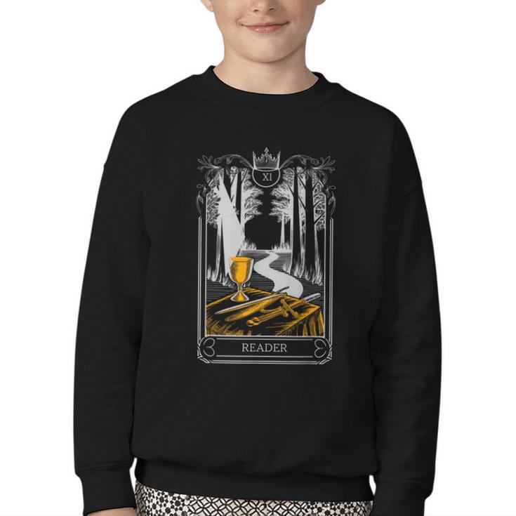 Gothic Book Lover Skeleton Youth Crewneck Sweatshirt