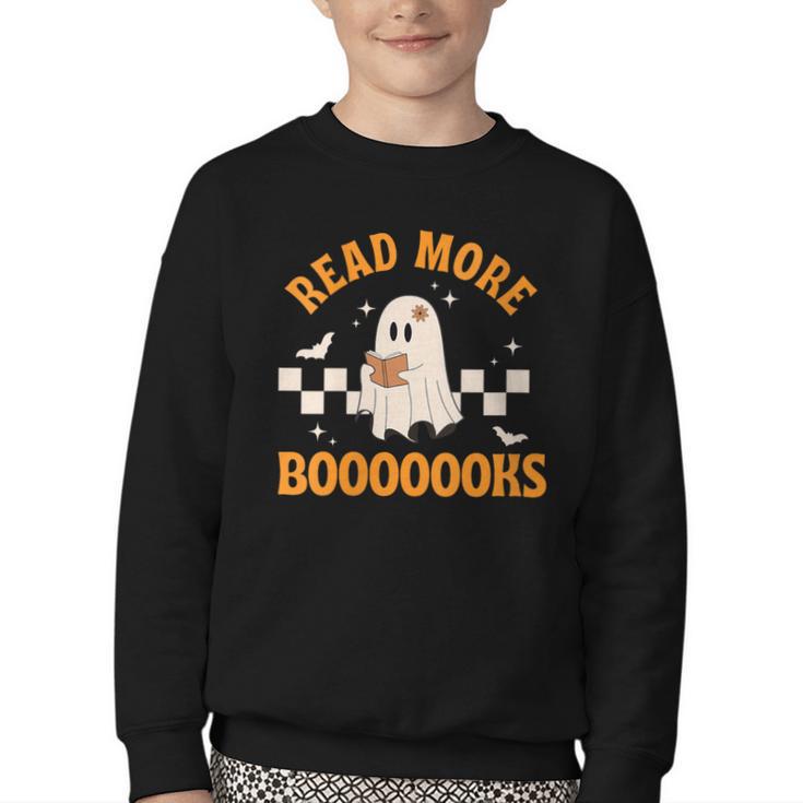 Groovy Halloween Teacher Spooky Read More Book Women Girl Youth Crewneck Sweatshirt
