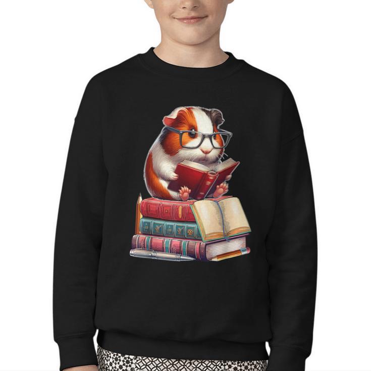 Guinea Pig Reading Books Matching Bookworm Readers Librarian Youth Crewneck Sweatshirt