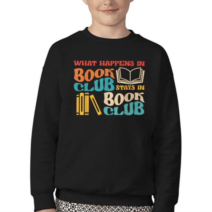 What Happens In Book Club Stays In Book Club Retro Youth Crewneck Sweatshirt