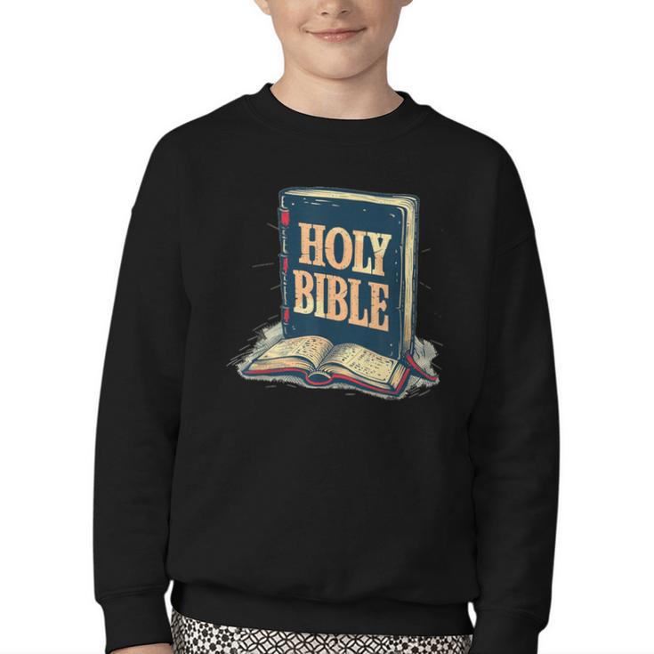 Holy Book Costume For Jesus And Bible Lovers Youth Crewneck Sweatshirt