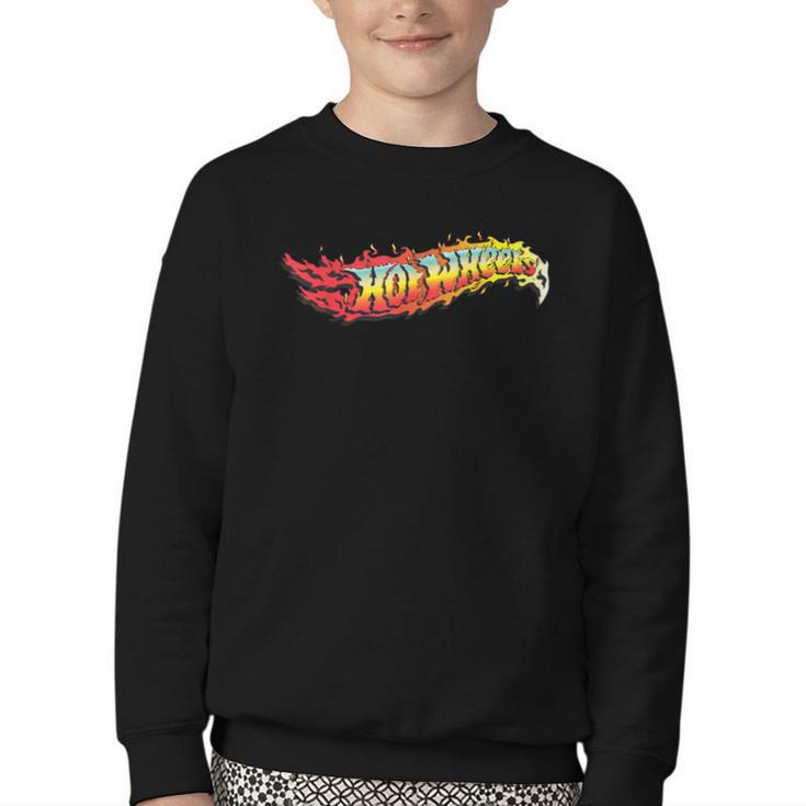 Hot Wheels Comic Book Fire Logo Youth Crewneck Sweatshirt