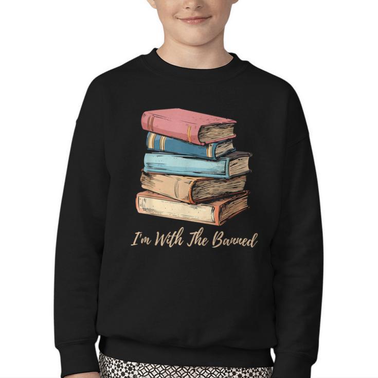 I'm With The Banned Read Banned Books Bookworm Men Women Youth Crewneck Sweatshirt