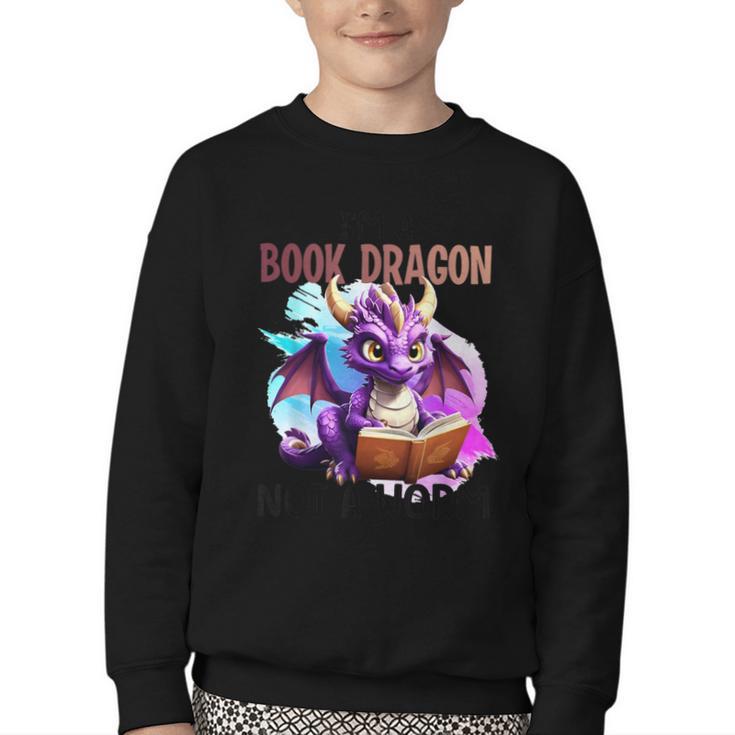 I'm A Book Dragon Not A Worm Youth Crewneck Sweatshirt