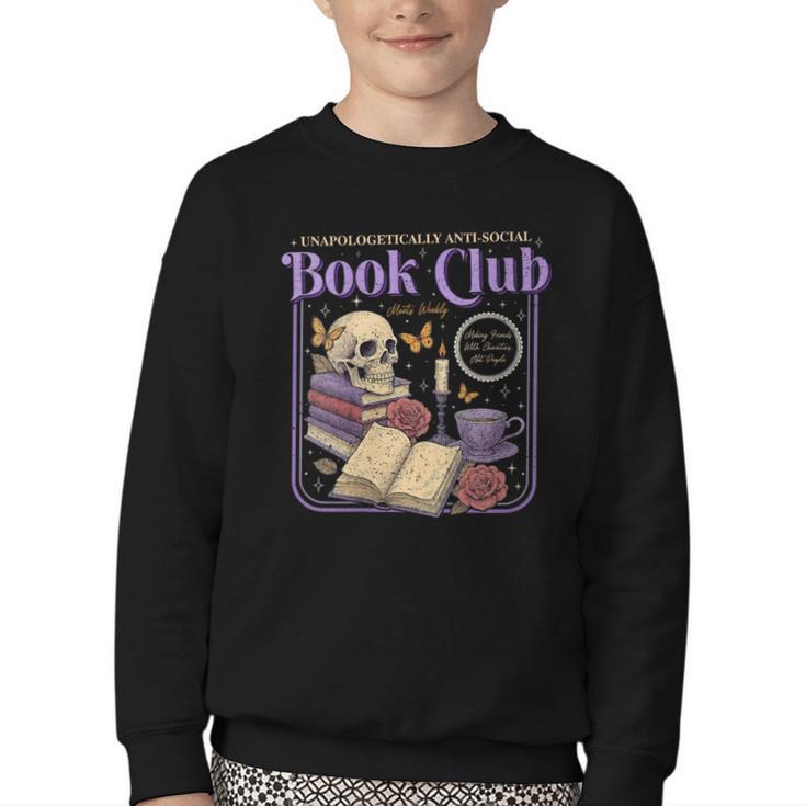 Introverted Romance Unapologetically Anti-Social Book Club Youth Crewneck Sweatshirt