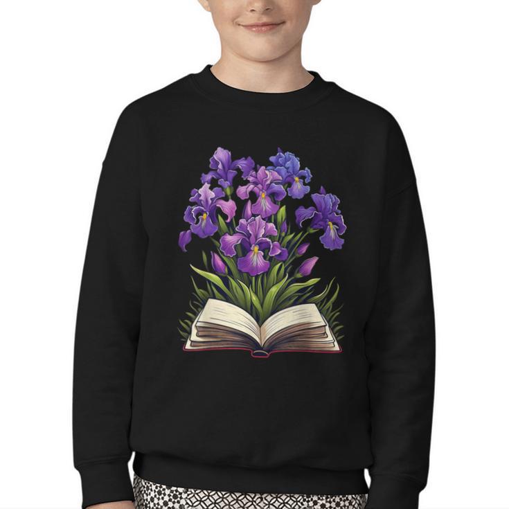 Irises Flowers Book Iris Floral Youth Crewneck Sweatshirt