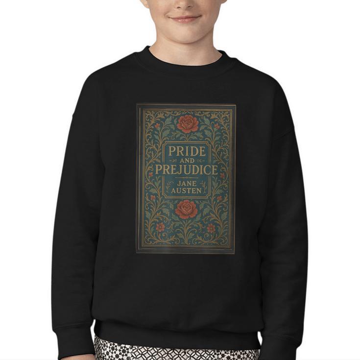 Jane Austen Pride And Prejudice Cover Mr Darcy Book Lovers Youth Crewneck Sweatshirt