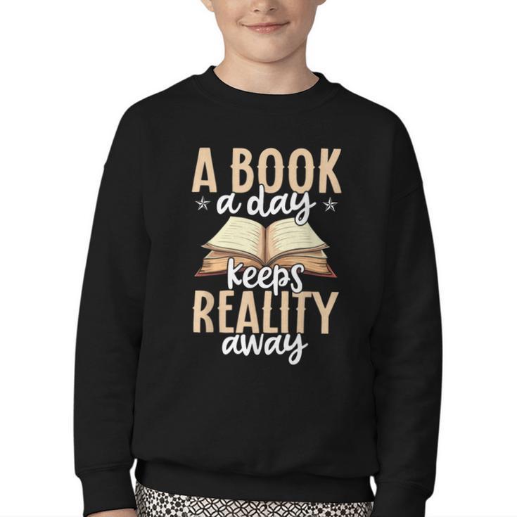 Librarian A Book A Day For Book Lover Reading Library Youth Crewneck Sweatshirt