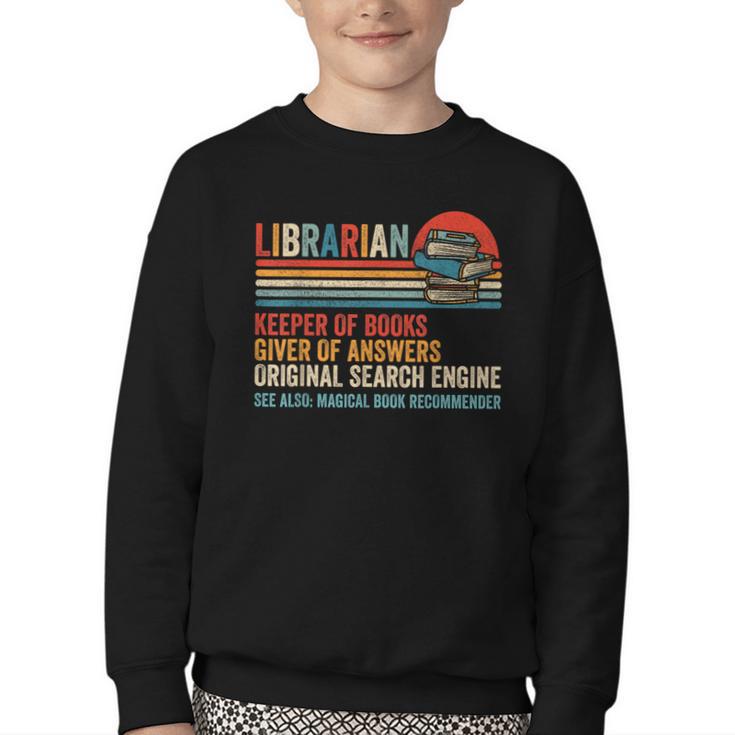 Librarian Definition Book Lover Library Workers Day Youth Crewneck Sweatshirt
