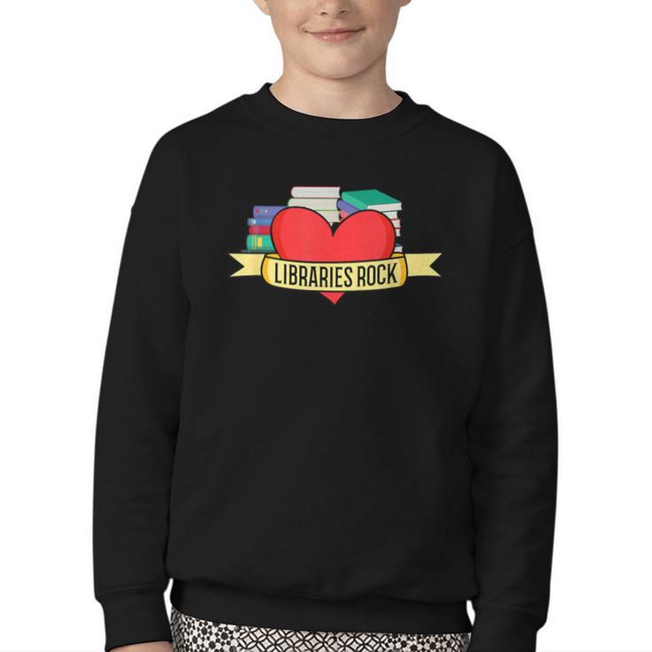 Librarian Library Assistant Libraries Rock Book Lover Youth Crewneck Sweatshirt