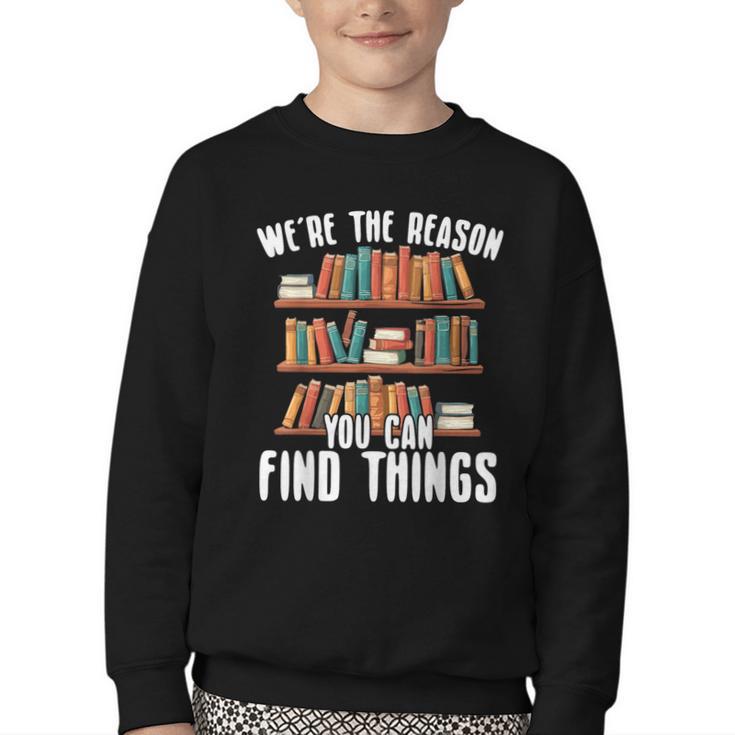 Librarian Reading Books Lover Library Youth Crewneck Sweatshirt