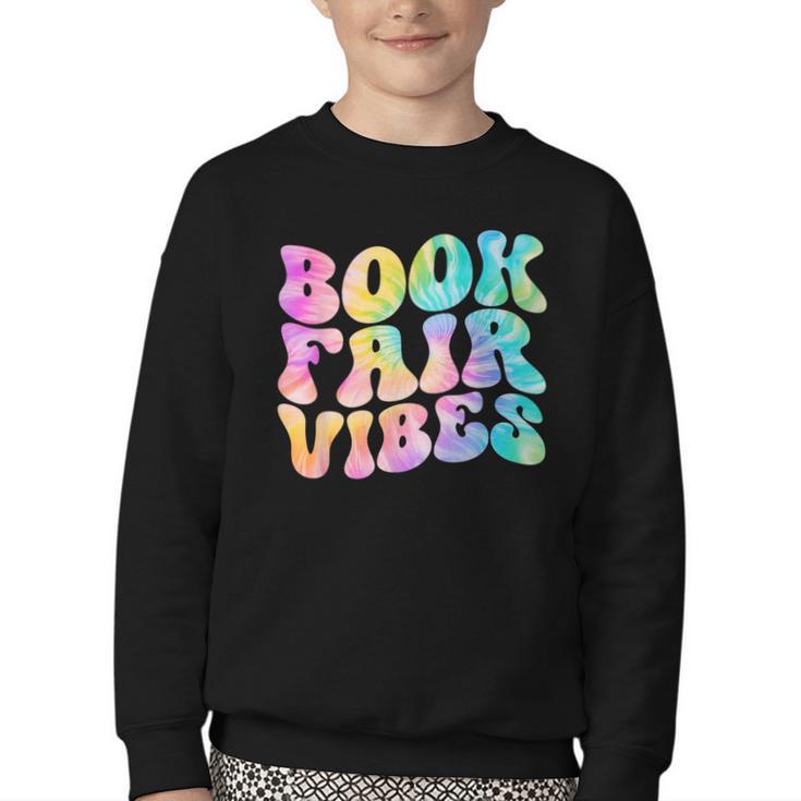 Library Book Fair Vibe Tie Dye School Reading Nostalgic Youth Crewneck Sweatshirt