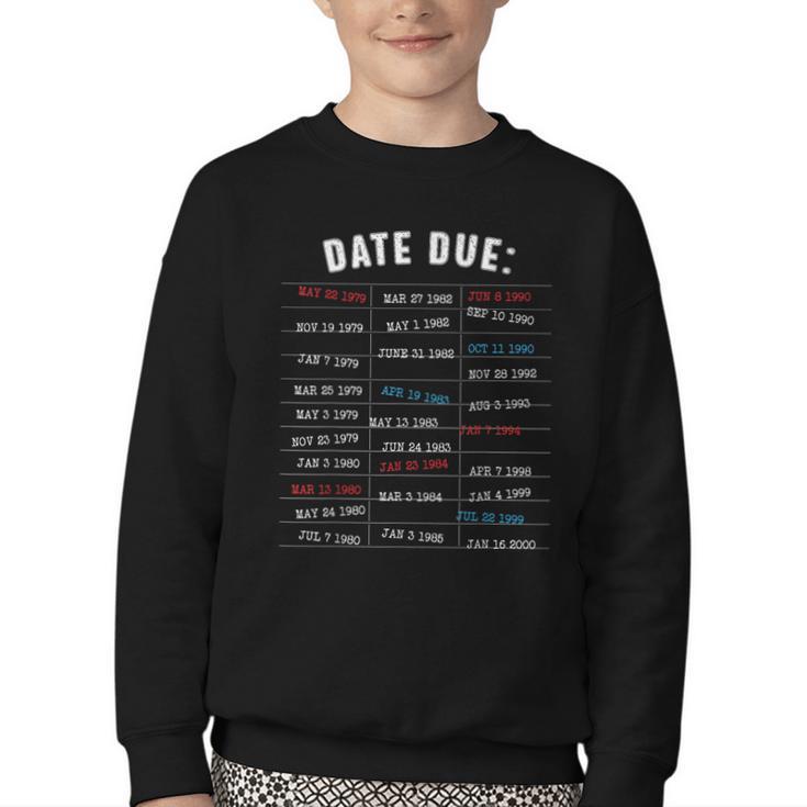 Library Due Date Stamp Card Librarian Book Reading Vintage Youth Crewneck Sweatshirt Library Due Date Stamp Card Librarian Book Reading Vintage Youth Crewneck Sweatshirt