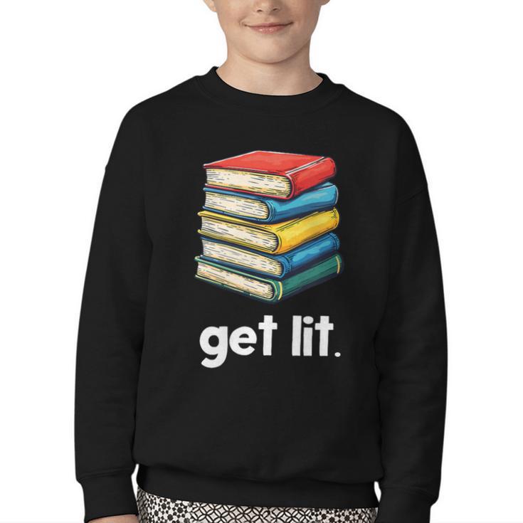 Get Lit With Books Youth Crewneck Sweatshirt