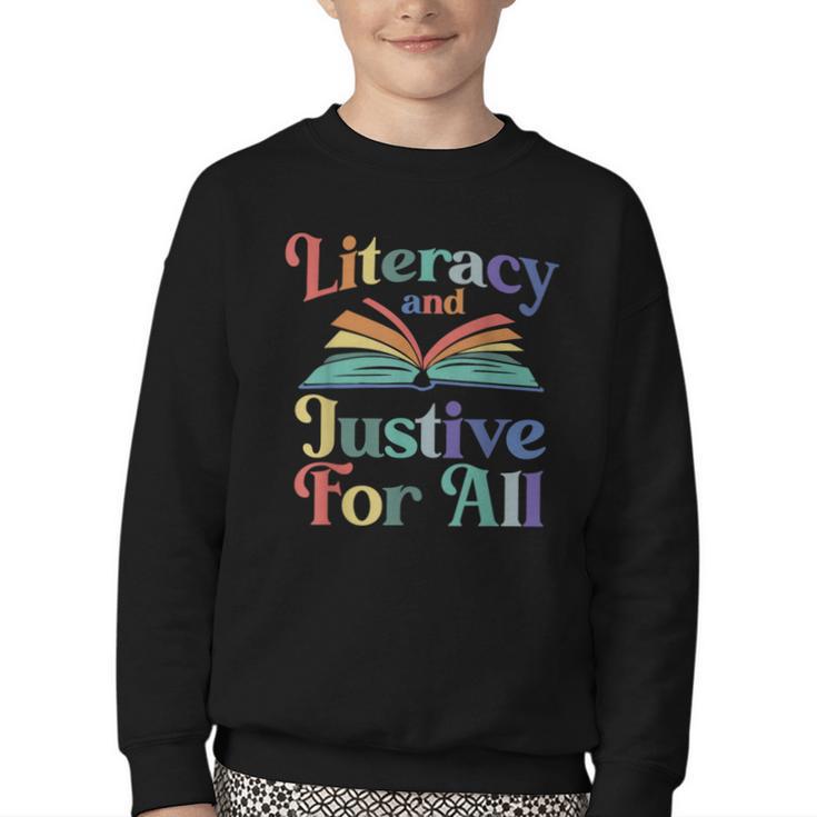 Literacy Justice For All Stop Book Banning Protect Librarian Youth Crewneck Sweatshirt